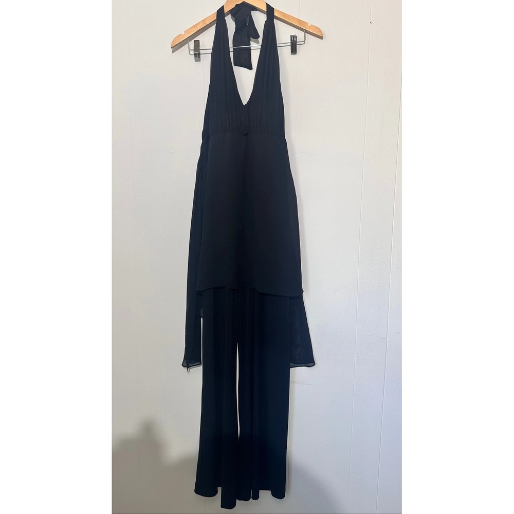 Black Halter‎ Neck Romper Pants One - Piece Ashro Size Medium